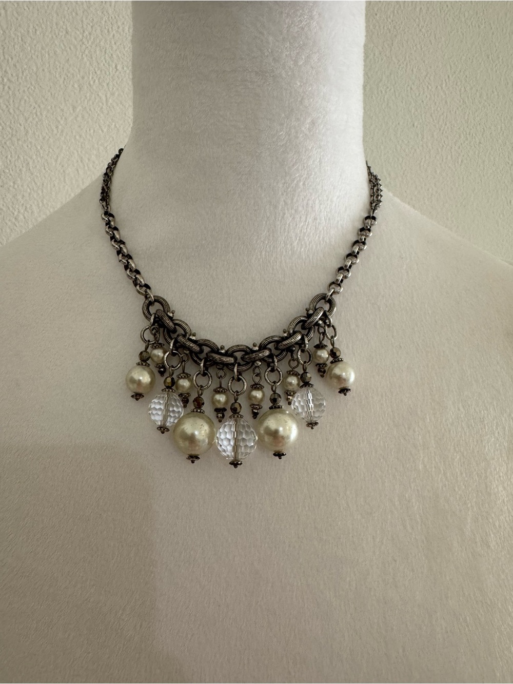 Brighton Ivory Pearl and Clear Crystal Dangle Necklace